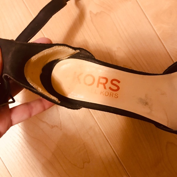 Black suede Kors Michael Kors platform wedge ankle strap shoes - Picture 6 of 15